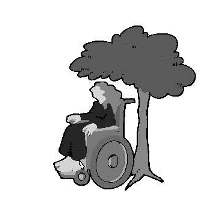 A woman in a manual operating wheelchair